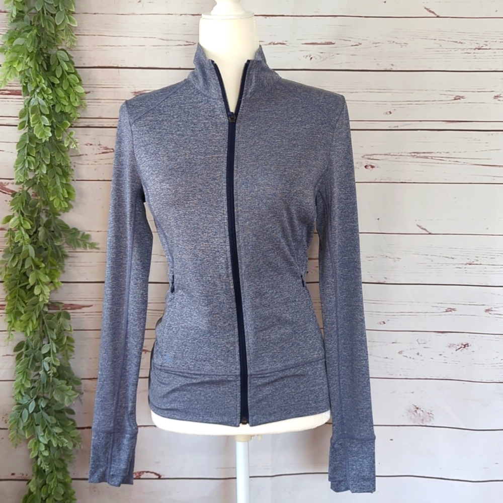 Lole Athleisure‎ Activewear Workout Jacket Navy Blue Slim Small Thumbholes Yoga